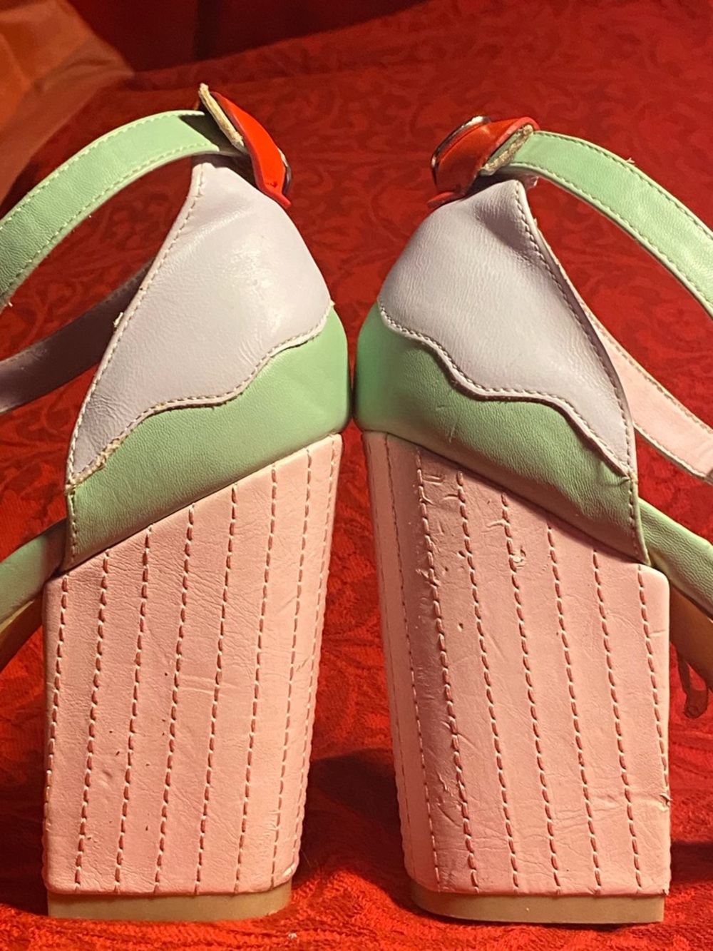 Iron Fist T-strap high heel sandals,pastel shades,cupcake details,red hearts,7 - Picture 7 of 15